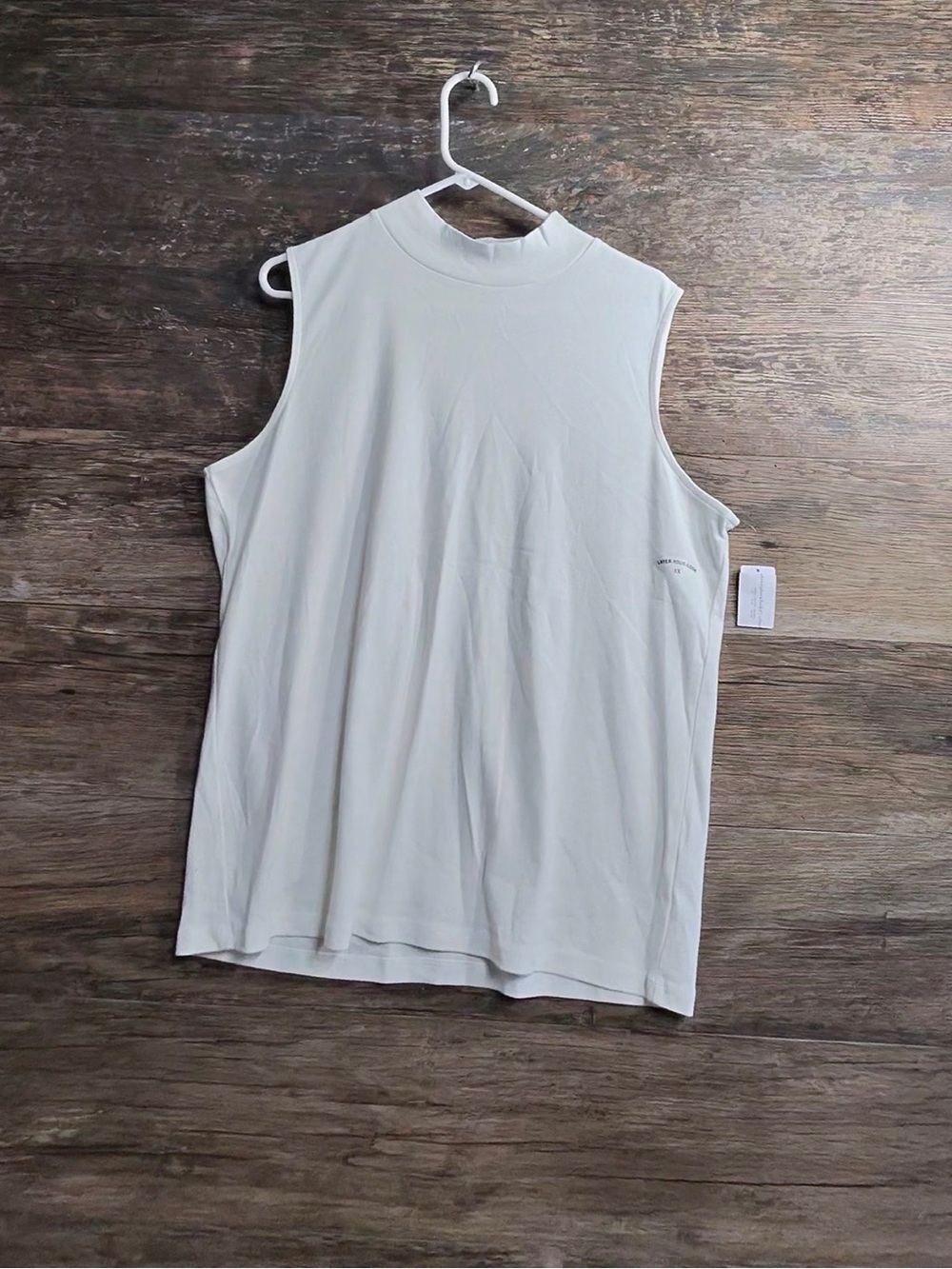 CJ Banks Cream Mock Neck Sleeveless Top
